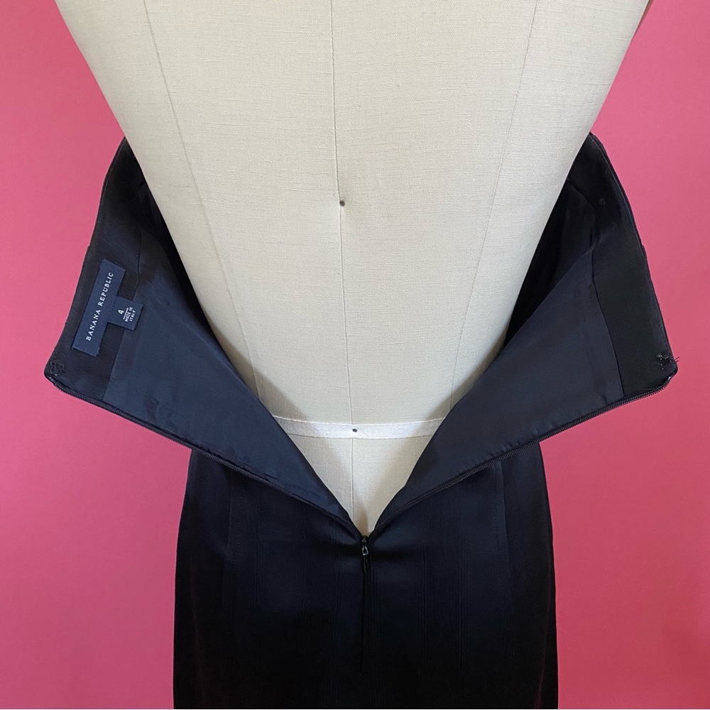Vintage Y2K Goth Glam Made in ITALY Satin Brocade Pin Stripe Strapless Dress 4 - Picture 12 of 16